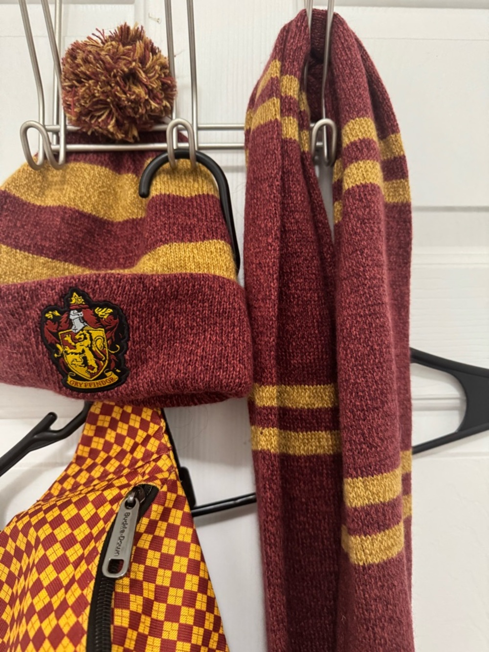 Gryffindor Maroon & Gold Knit Pom Beanie, Scarf, and Fanny Pack - Picture 6 of 7